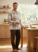 Pigiama classico a quadri toni caldi