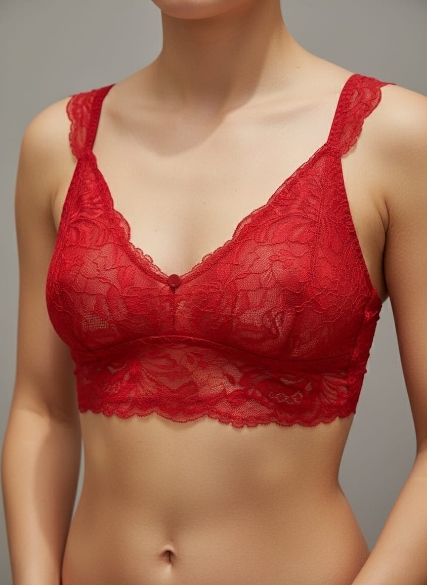 Bralette senza ferretto e senza imbottitura in pizzo floreale