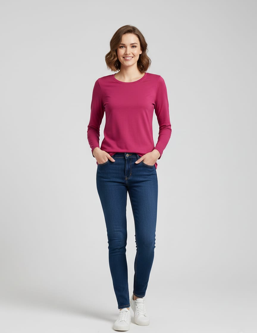 T-shirt manica lunga modal e cotone